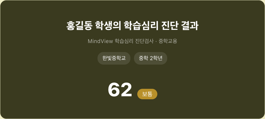 마인드뷰 학습심리 진단 결과지